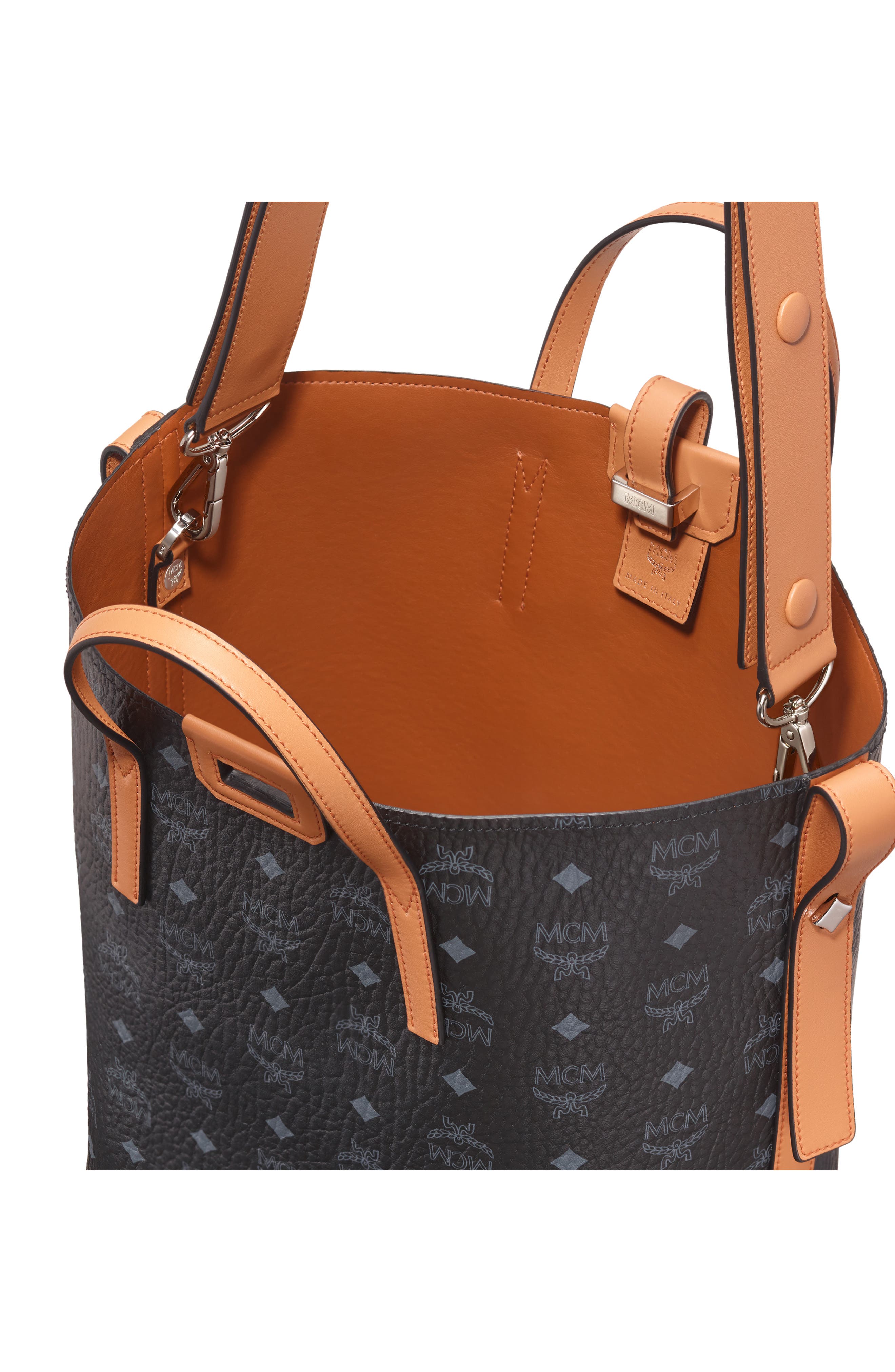 MCM Small Gunta Visetos Coated Canvas Shopper, Alternate, color, 