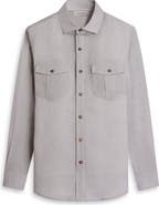 Bugatchi Stripe Shaped Fit Linen Button-Up Shirt