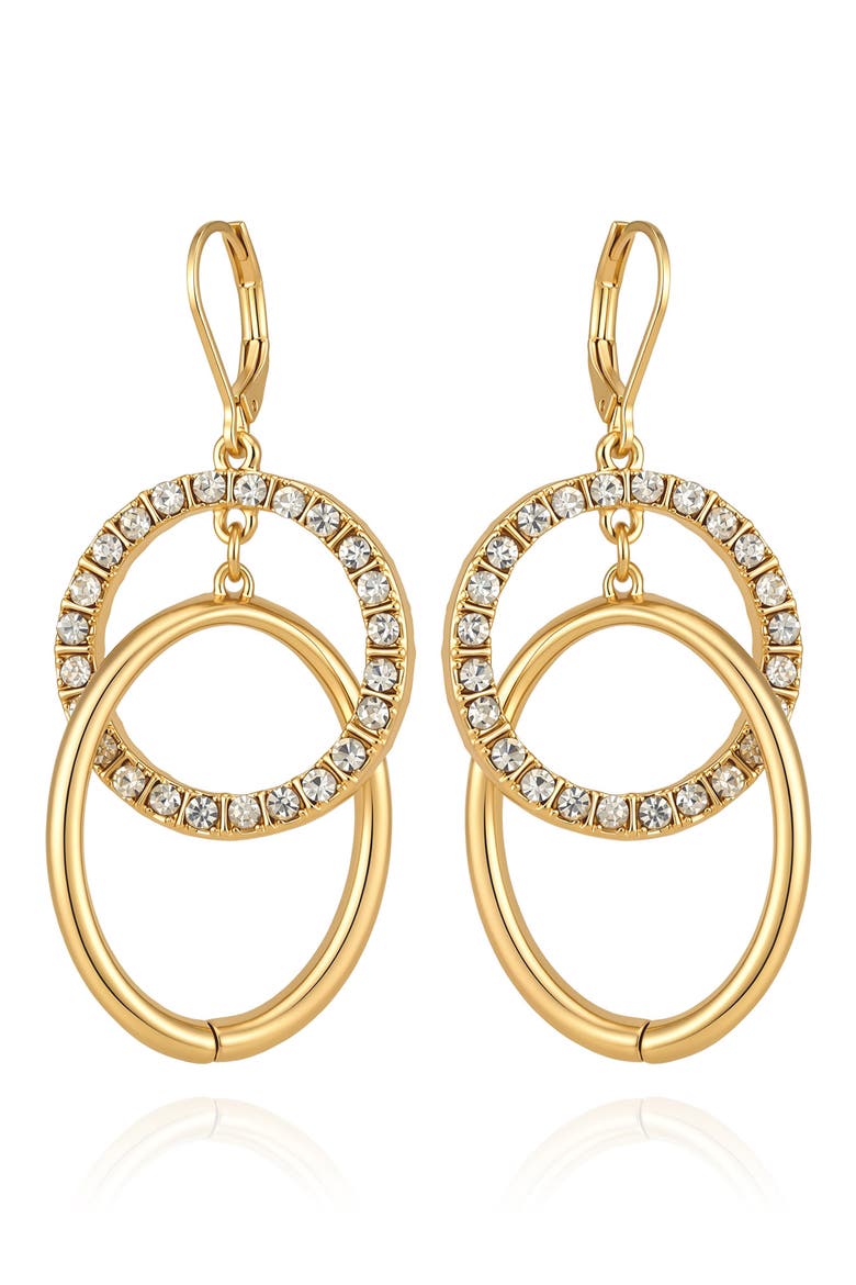 Crystal Double Hoop Drop Earrings, Alternate, color, GOLD