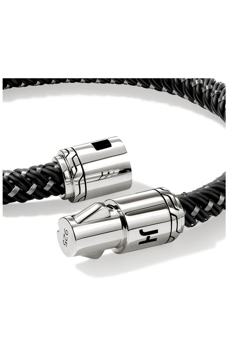 Cord Bracelet, Sterling Silver, Rubber, Alternate, color, SILVER/ BLACK