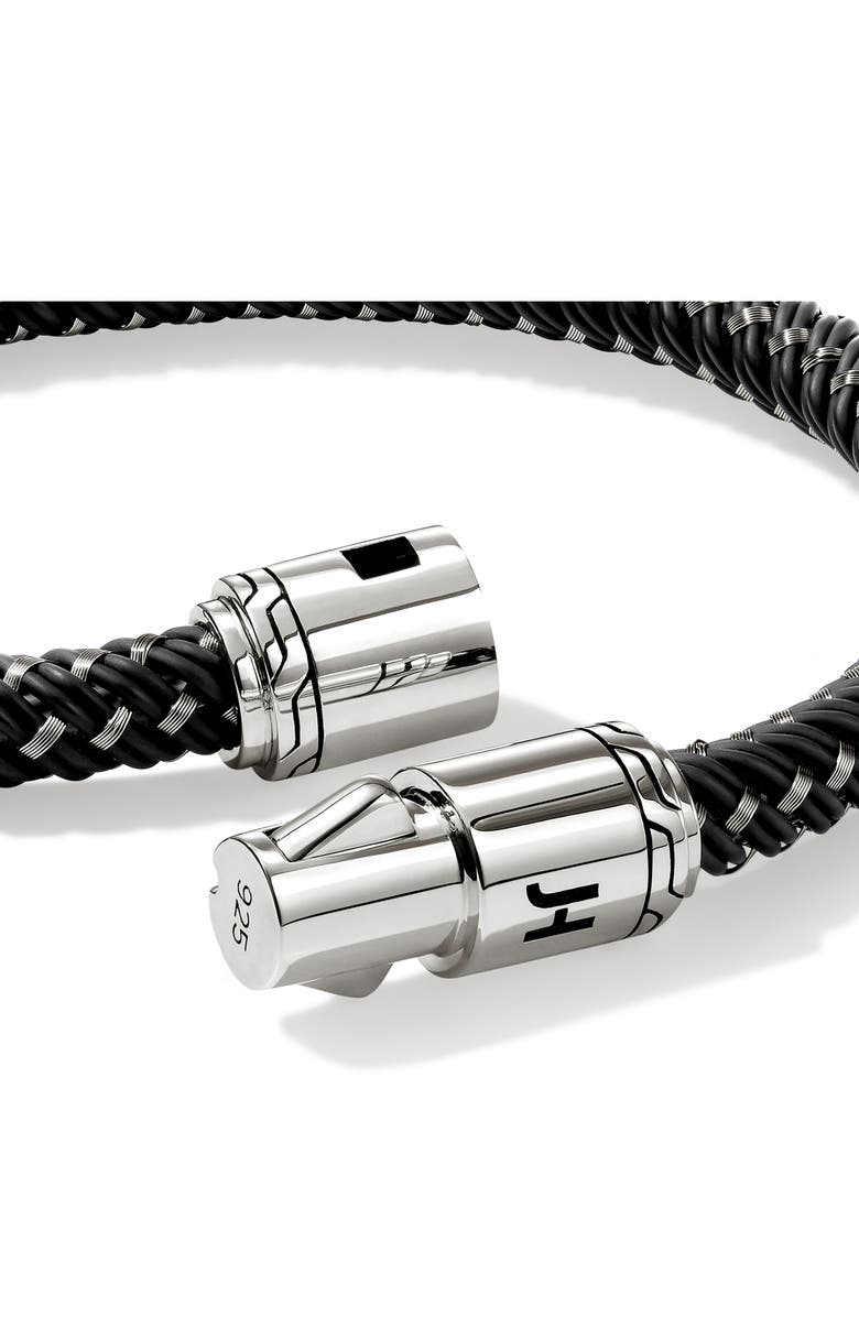 John Hardy Cord Bracelet, Sterling Silver, Rubber, Alternate, color, Silver/ Black