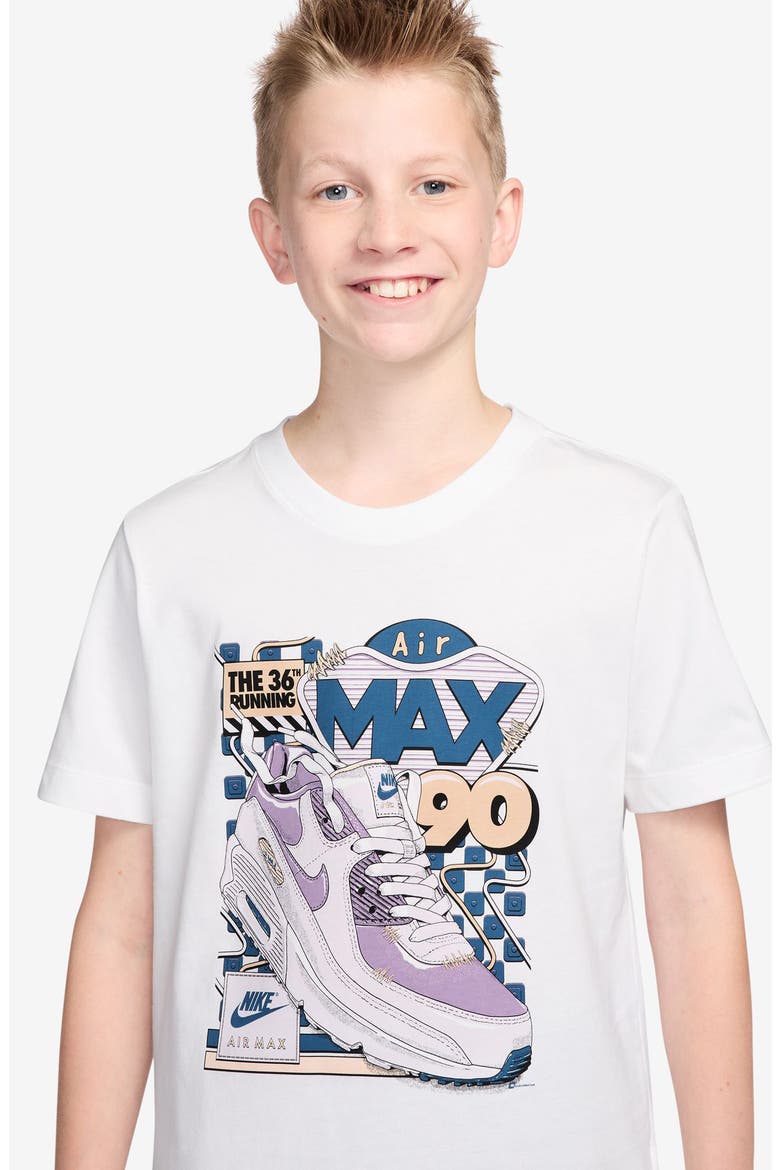 Kids' Air Max 90 Cotton Graphic T-Shirt, Alternate, color, WHITE