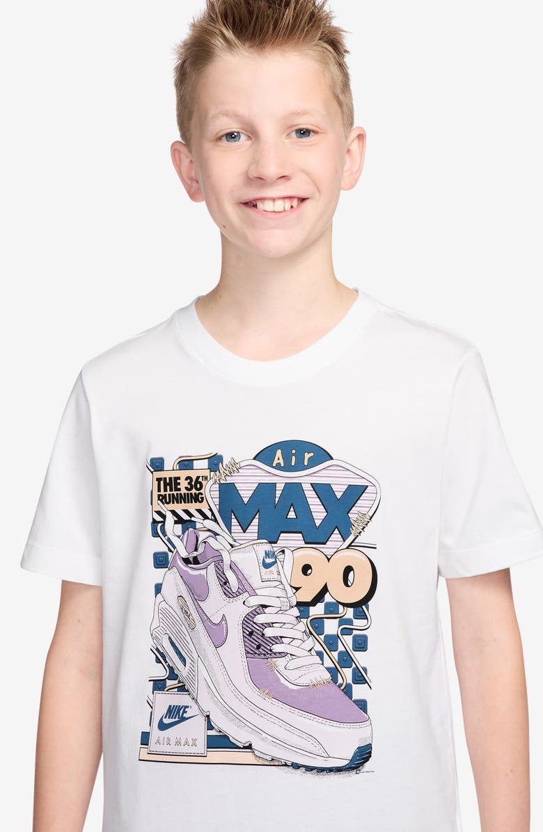 Nike Kids' Air Max 90 Cotton Graphic T-Shirt, Alternate, color, White