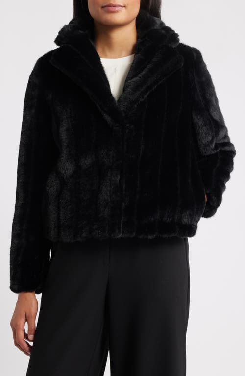 Anne Klein Faux Fur Jacket In Black