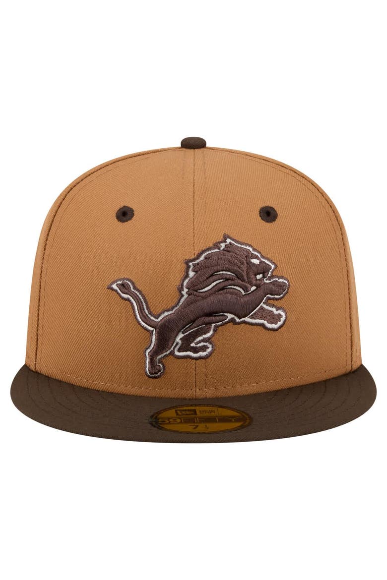 Men's New Era  Light Brown/Dark Brown Detroit Lions Two-Tone Walnut 59FIFTY Fitted Hat, Alternate, color, Light Brown
