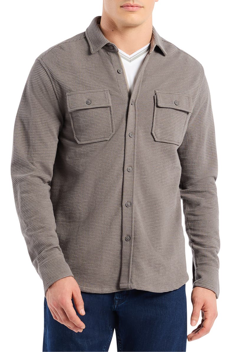 Robert Graham Brunner Knit Button-Up Shirt, Main, color, Charcoal