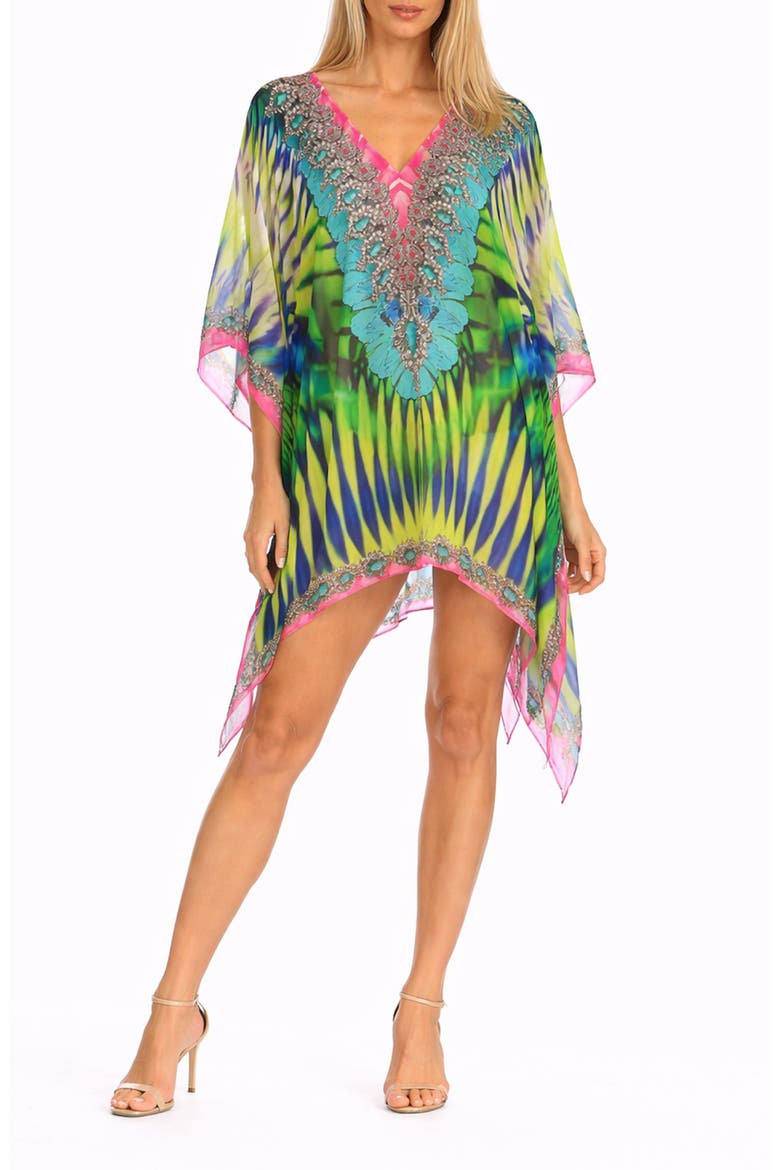 Butterfly Print Poncho, Main, color, BLUE