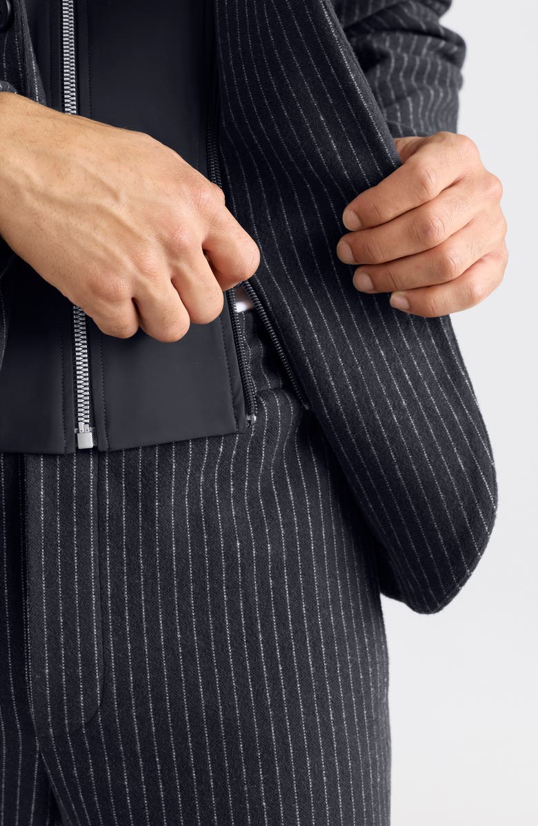 Mackage Wells Pinstripe Jacket with Removable Hooded Bib, Alternate, color, Navy-Cream