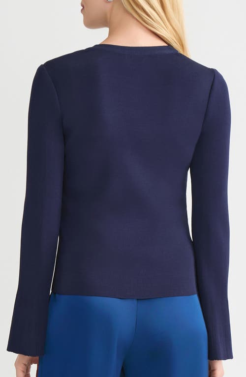 Misook X Lani Lynn Bell Sleeve Cardigan In Blue