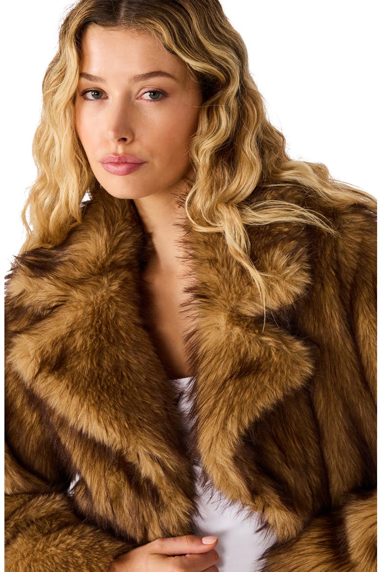 Kindra Faux Fur Coat, Alternate, color, ANTELOPE