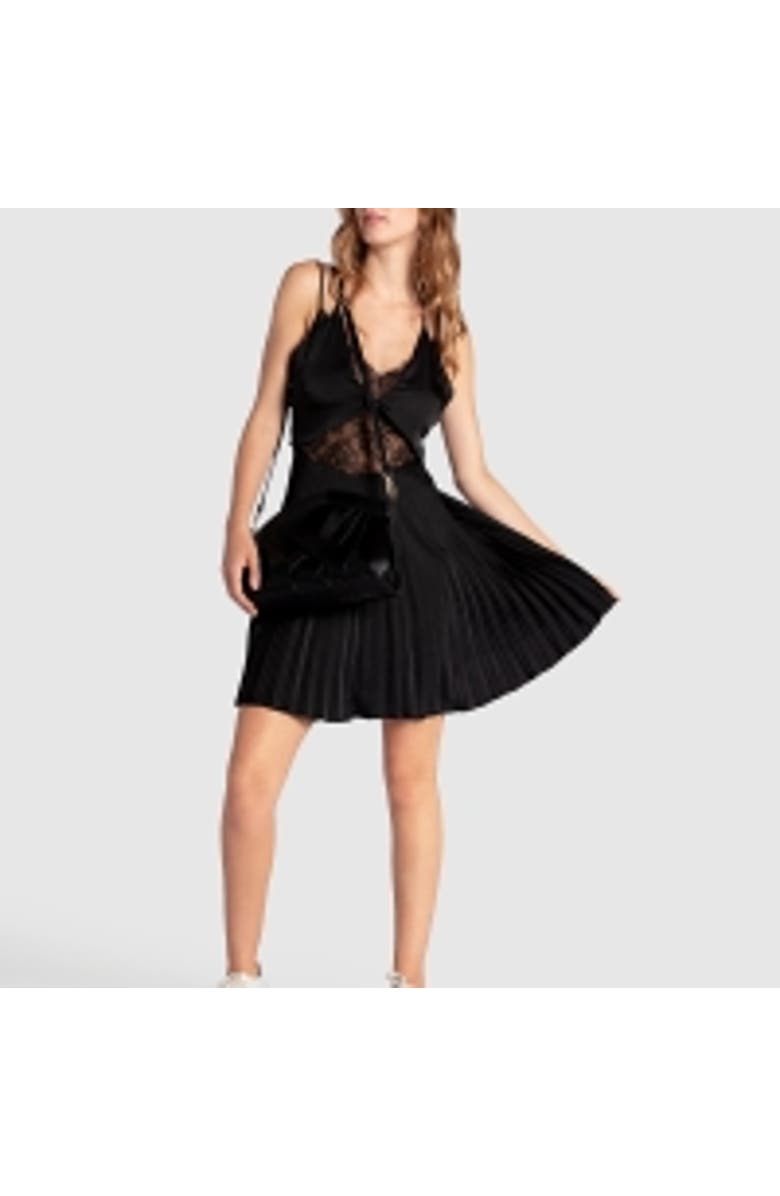 Belle & Bloom Feel It Still Lace Trim Mini Dress, Alternate, color, Black