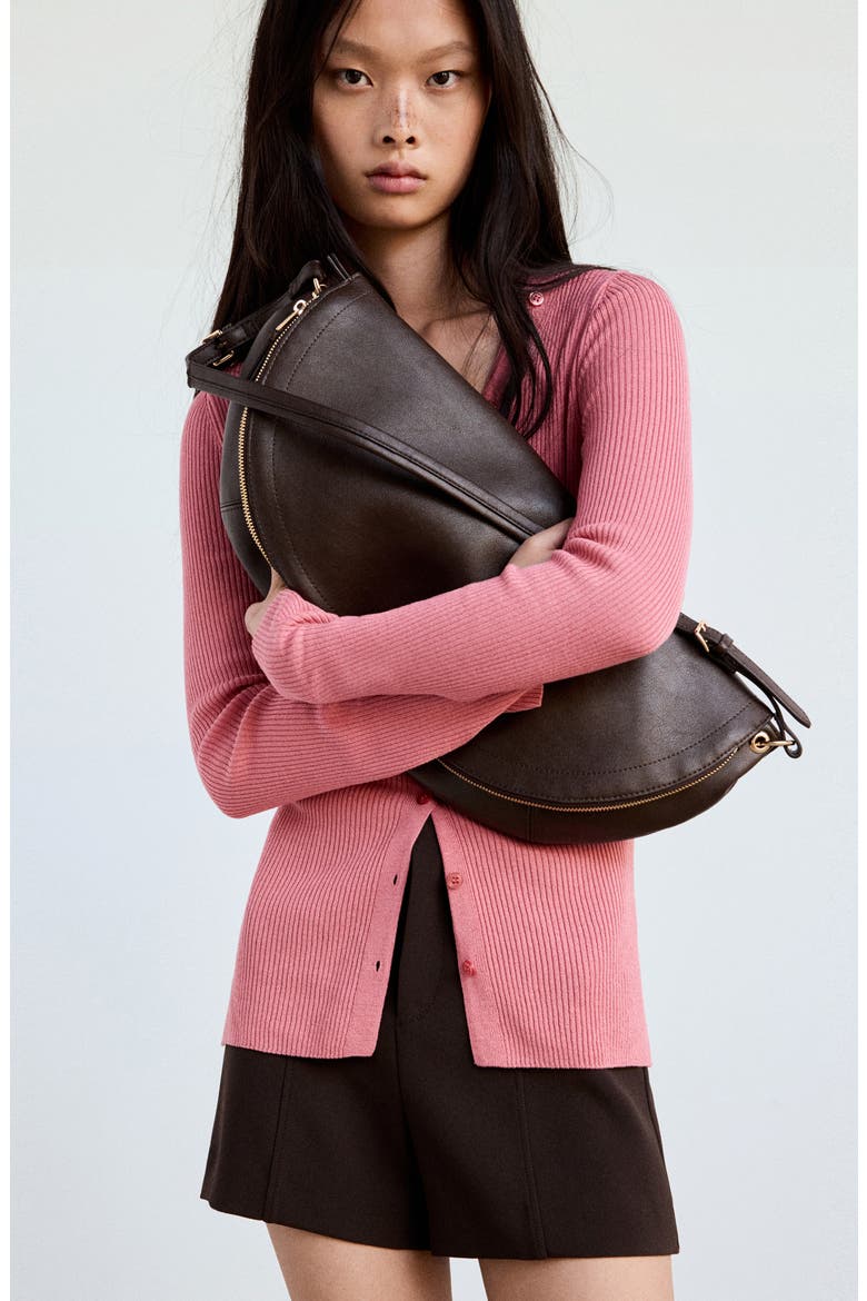 V-Neck Rib Cardigan, Alternate, color, LIGHT PINK