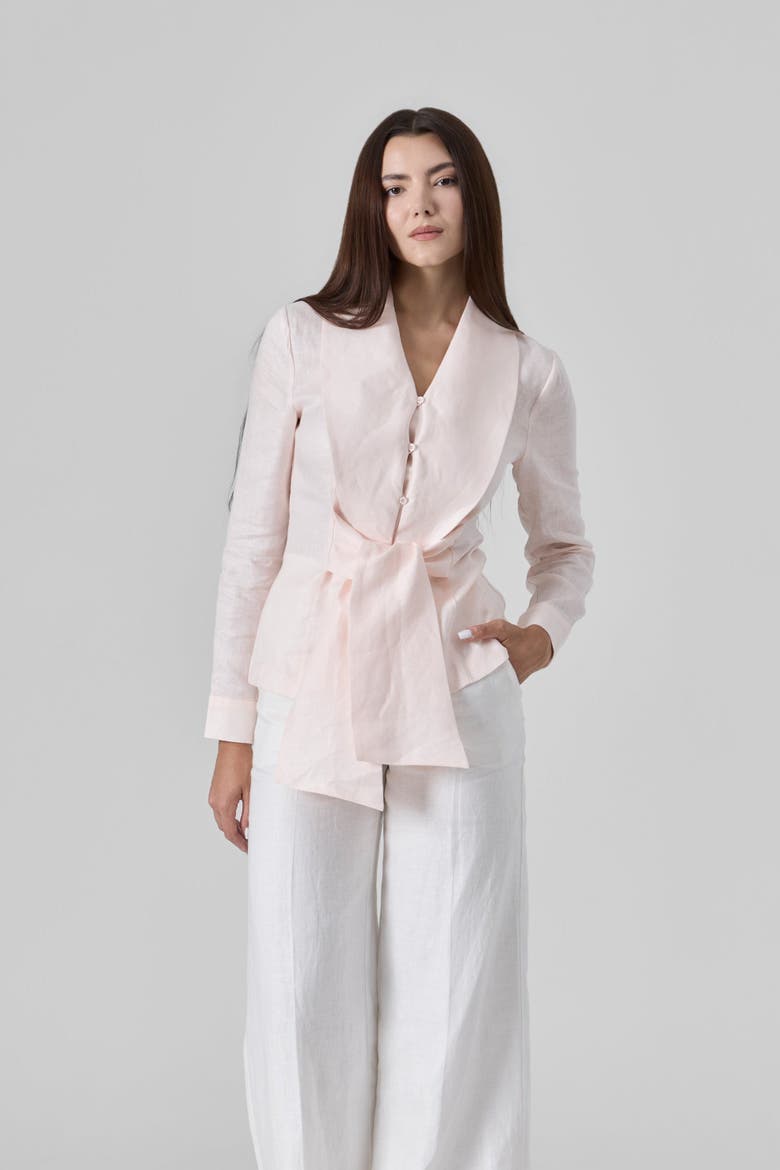 Linen Waist Tie Shirt, Alternate, color, Light Pink