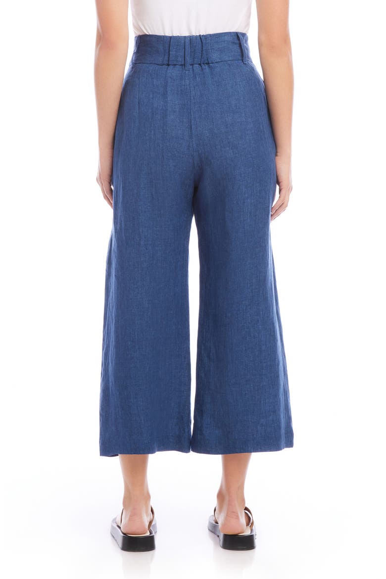 Sadie Linen Crop Wide Leg Pants, Alternate, color, BLUE