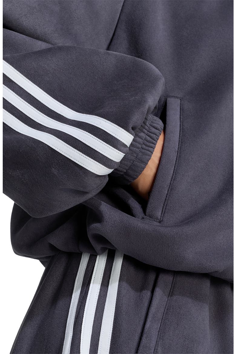 Faux Suede Track Jacket, Alternate, color, BLACK