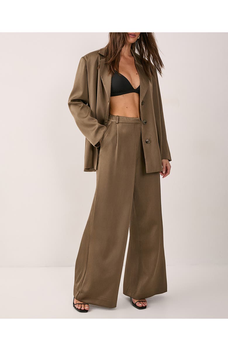 NASTY GAL Satin Pleated Tailored Pants, Alternate, color, Olive