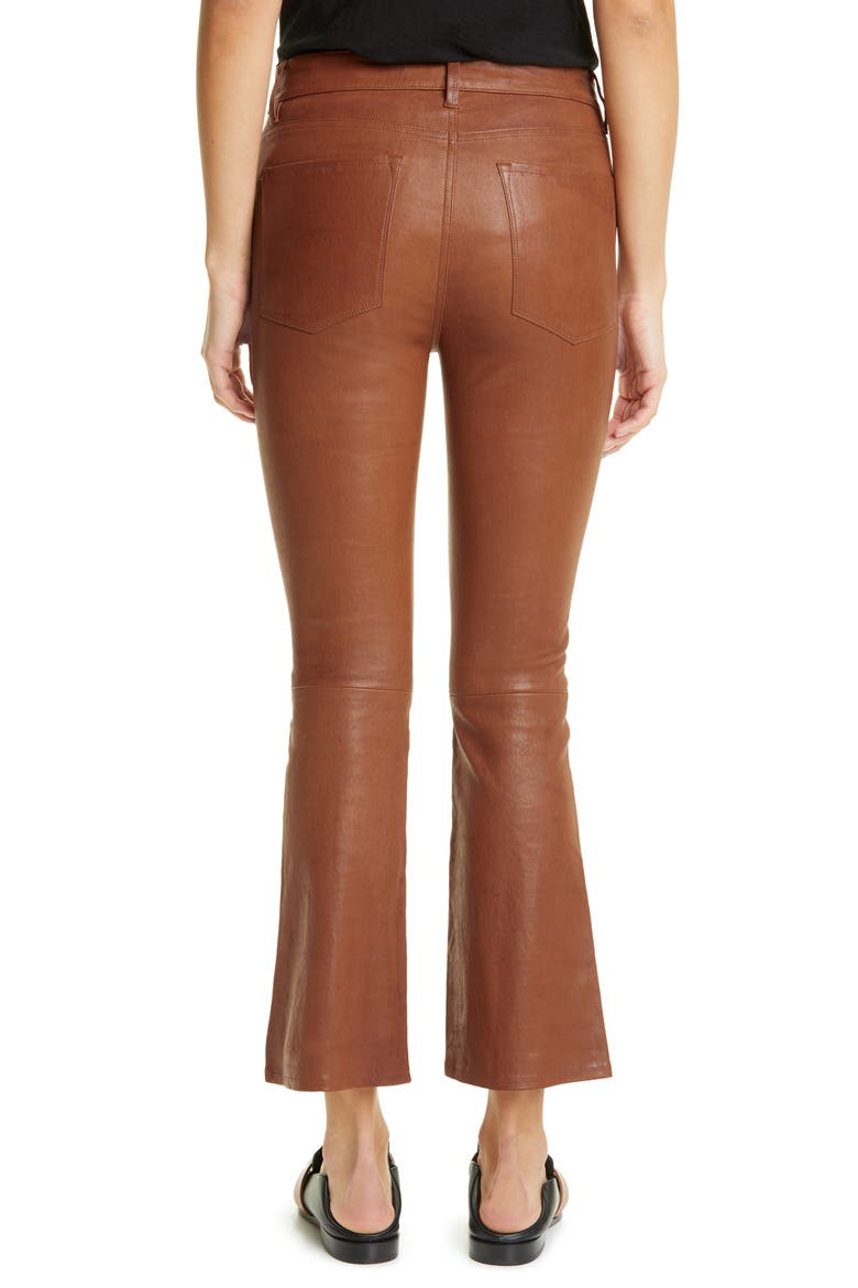 Le Crop Mini Boot Leather Pants, Alternate, color, TOBACCO