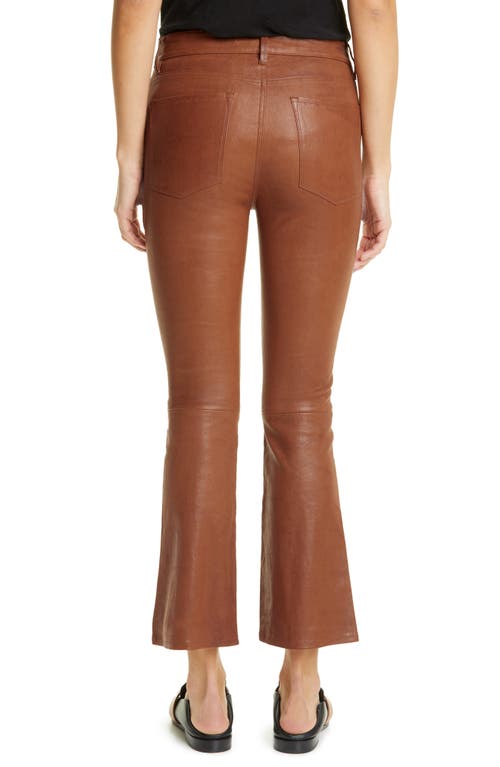 Frame Le Crop Mini Boot Leather Pants In Brown
