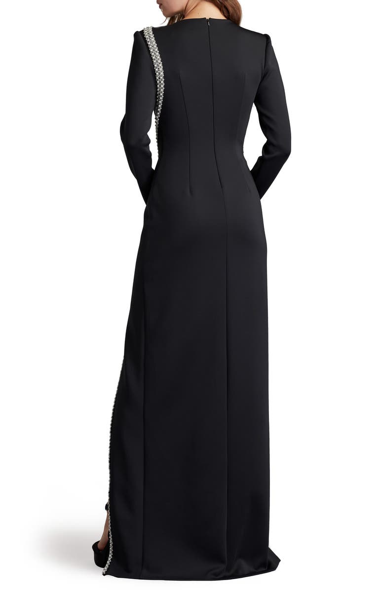 SHO by Tadashi Shoji Imitation Pearl & Crystal Detail Long Sleeve Sheath Gown, Alternate, color,