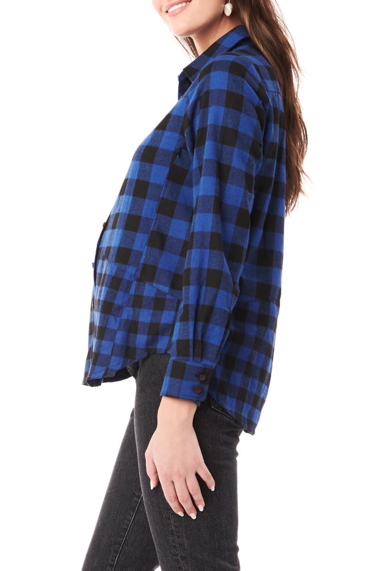 Blake Flannel Maternity/Nursing Shirt, Alternate, color, BLUE AND BLACK