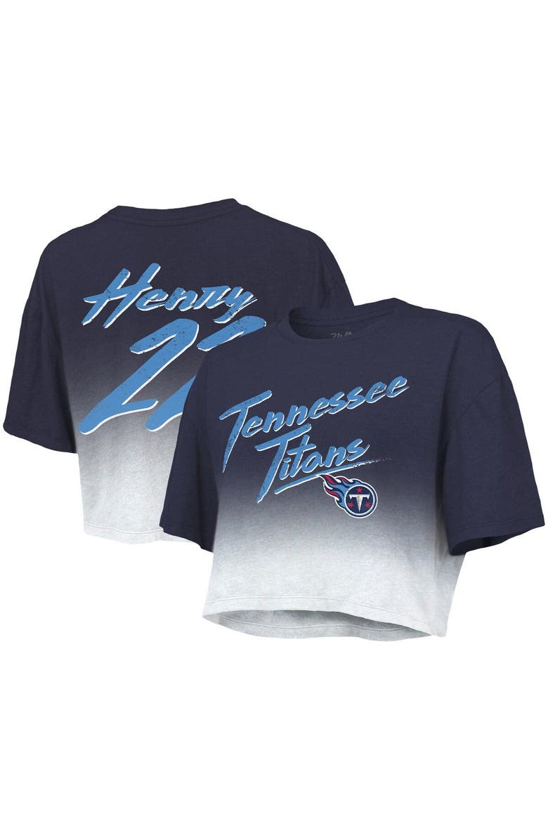 Majestic Threads Women's Majestic Threads Derrick Henry Navy/White Tennessee Titans Dip-Dye Player Name & Number Crop Top, Alternate, color, Navy