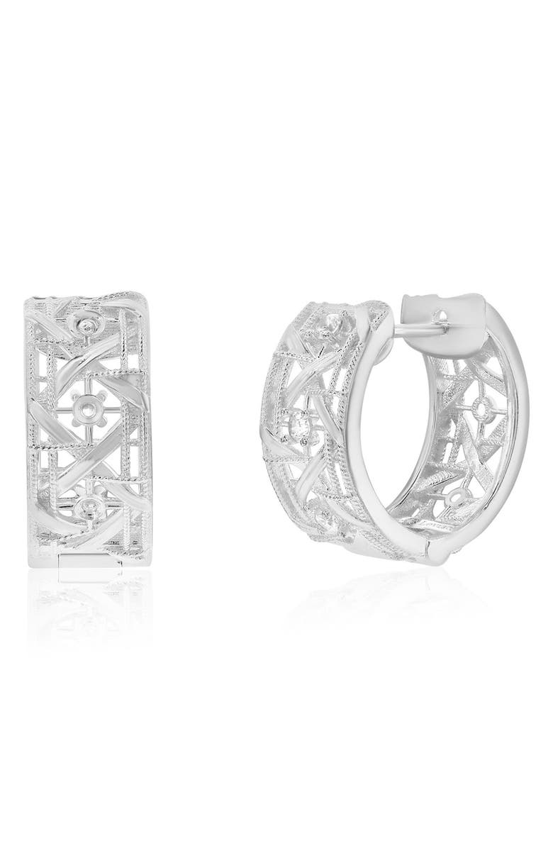 SUZY LEVIAN Golden Helix Cutout Huggie Hoops, Main, color, White