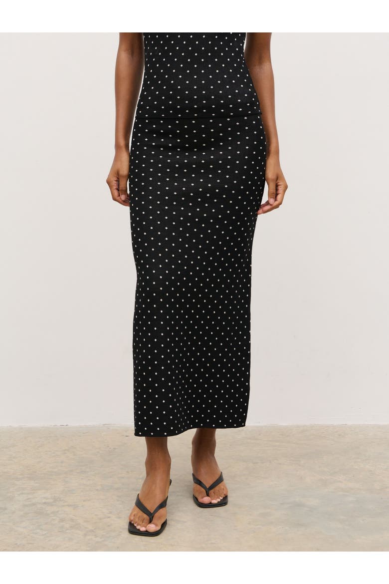 Bonnie Polka Dot Knit Midi Skirt, Alternate, color, Black And Cream