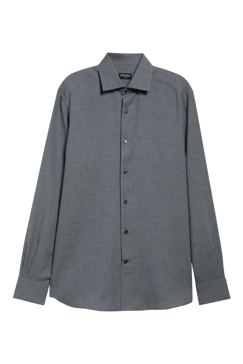 Cashco Cashmere & Cotton Button-Up Shirt, Main, color, GREY