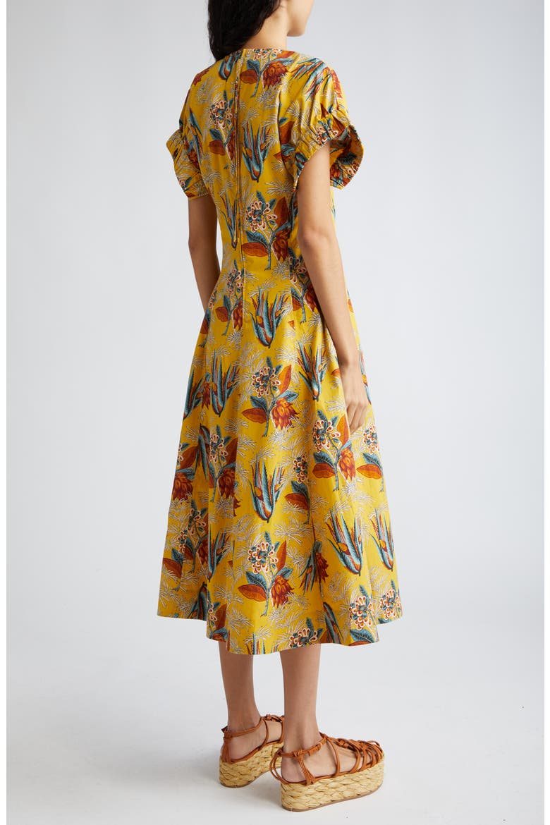 Devon Floral Cotton Midi Dress, Alternate, color, MARIGOLD