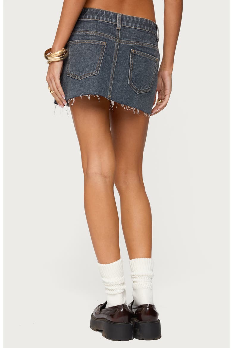 Micah Raw Hem Denim Miniskirt, Alternate, color, DARK-BLUE-WASHED