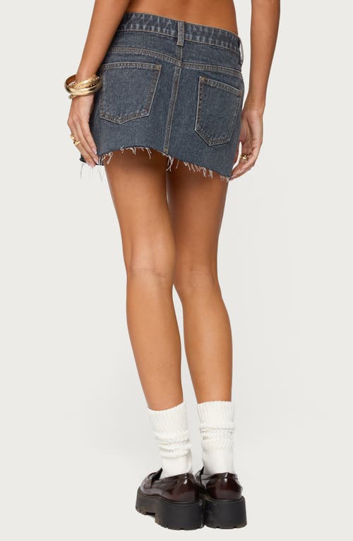 Edikted Micah Raw Hem Denim Miniskirt In Blue