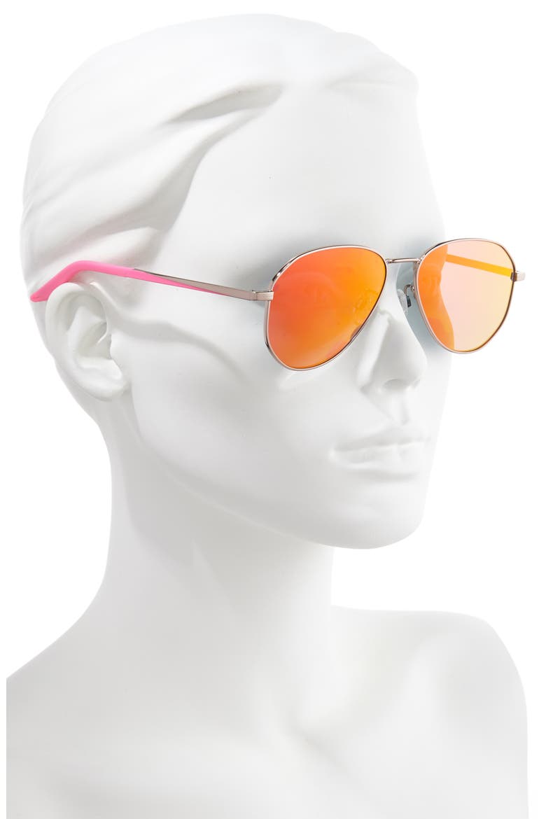 Ascendant 57mm Mirrored Aviator Sunglasses, Alternate, color, ROSE GOLD/ PINK/ CRIMSON MIRR