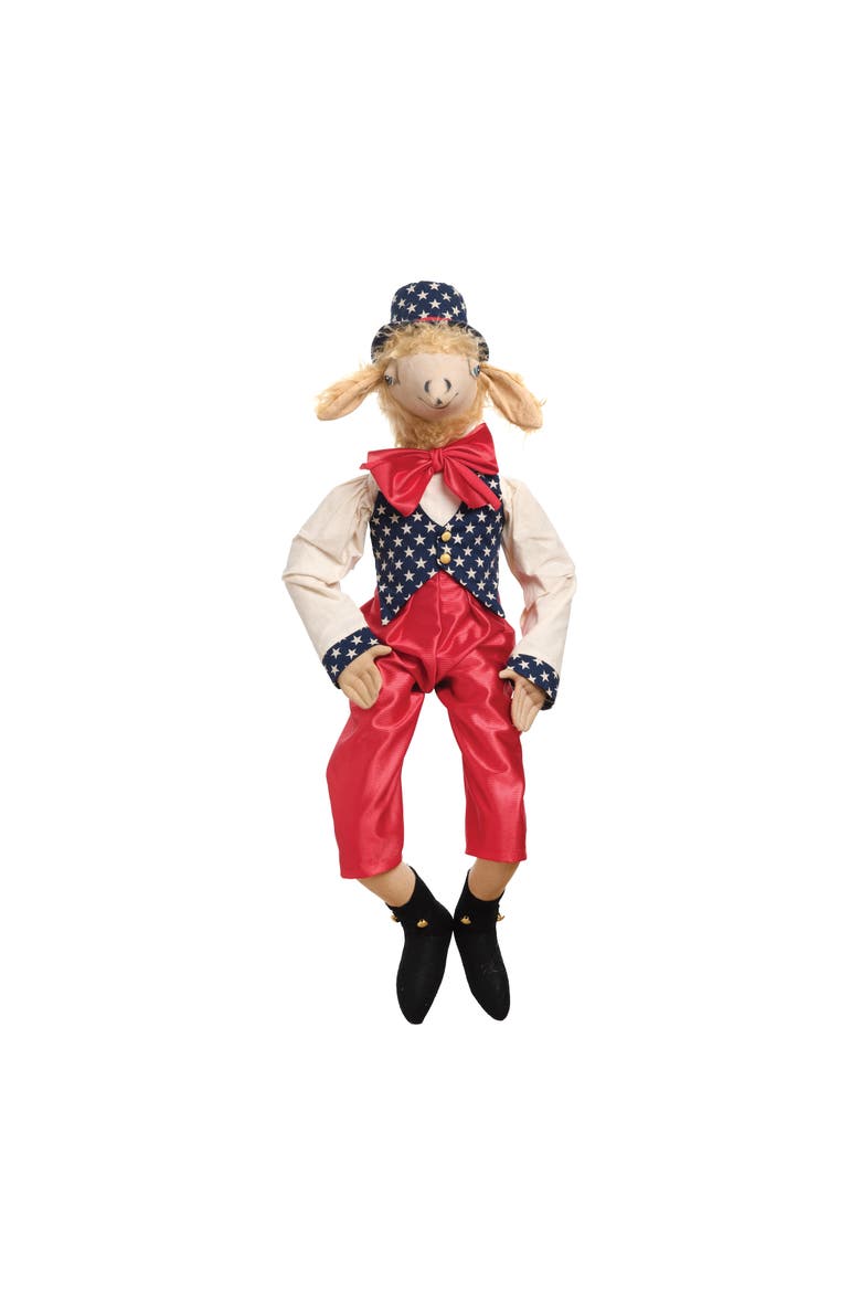 Patriotic Gordon  Sheep w/ Stars & Stripes Vest Decorative Figurine, Main, color, Red