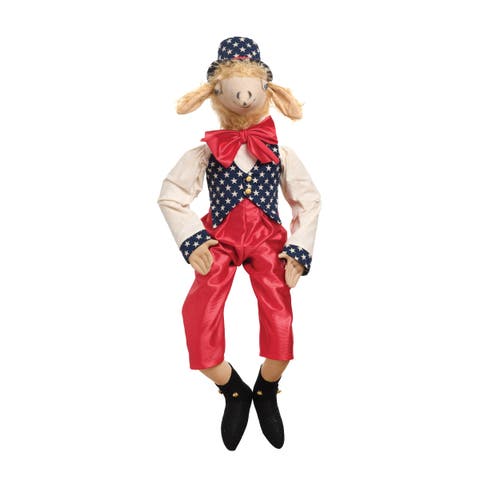 Patriotic Gordon  Sheep w/ Stars 
Stripes Vest Decorative Figurine