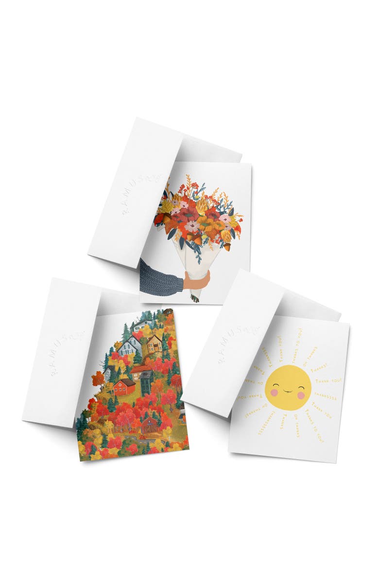 Ramus & Co Autumn Bouquet, Autumn Foliage, Sunshine Thanks Fall/Autumn Greeting Card Pack Sets, Main, color, Multi-Pack