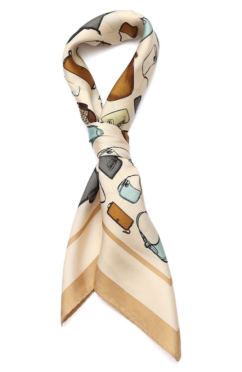 COACH Originals Print Silk Square Scarf, Alternate, color, Chalk