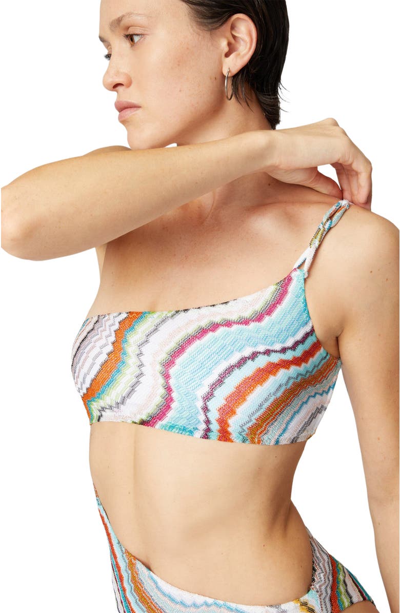 Missoni One-shoulder One-piece Swimsuit With Lamé Wave Motif And Cut-out Detail, Alternate, color, Multicoloured