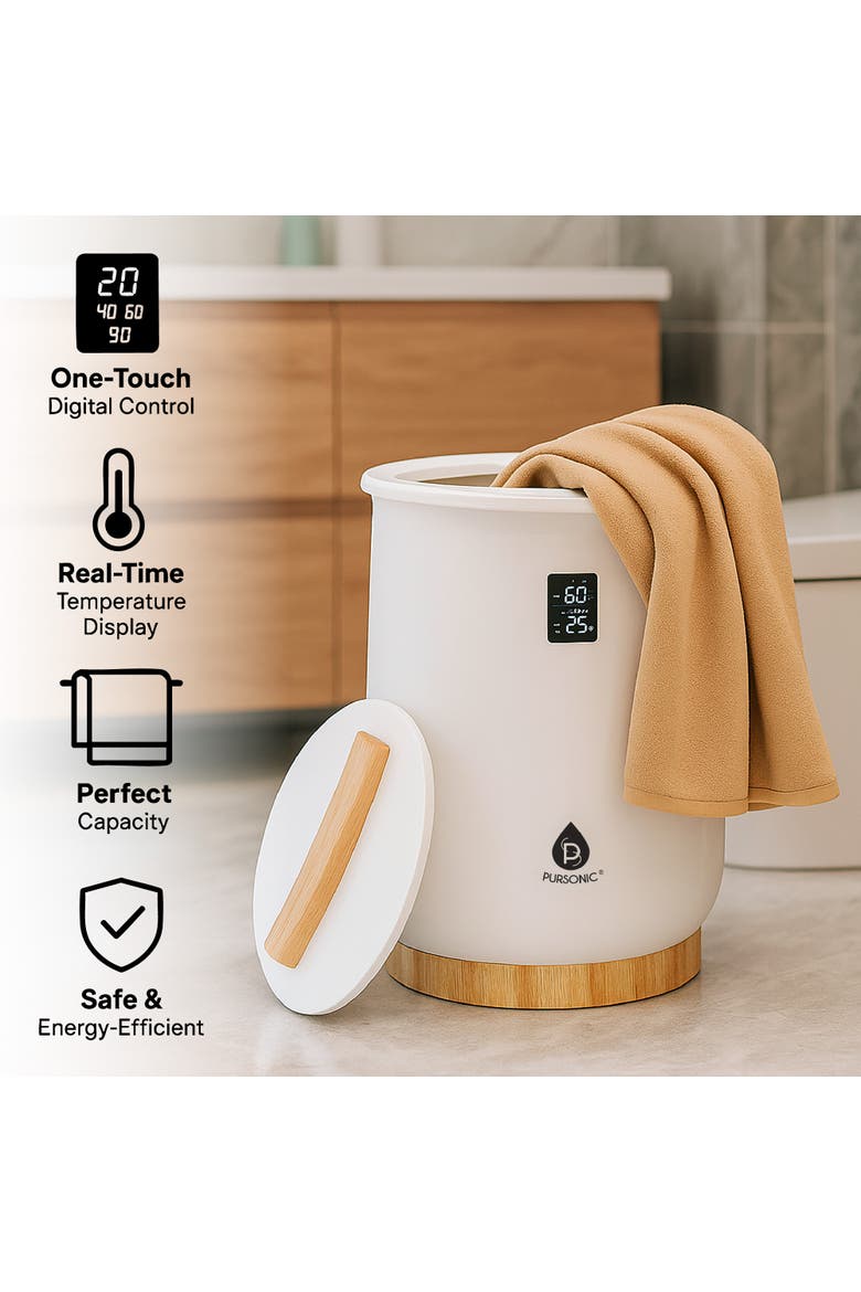 Towel Warmer with Adjustable Heat (20-90 Min) & 6 Oils, Alternate, color, White