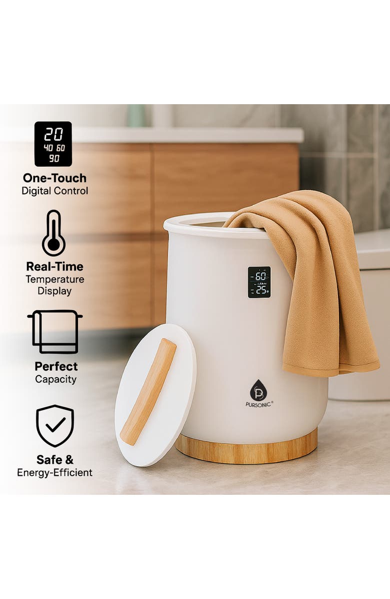 PURSONIC Luxury Towel Warmer with One-Touch Digital Control Panel, Alternate, color, White