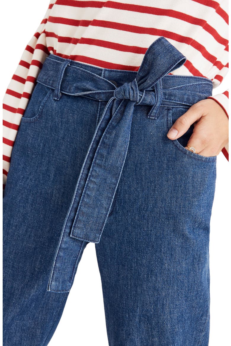 Tie Waist Tapered Denim Pants, Alternate, color, DEVINE