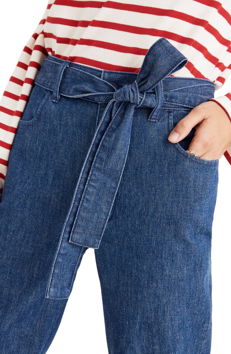 Madewell Tie Waist Tapered Denim Pants, Alternate, color, 