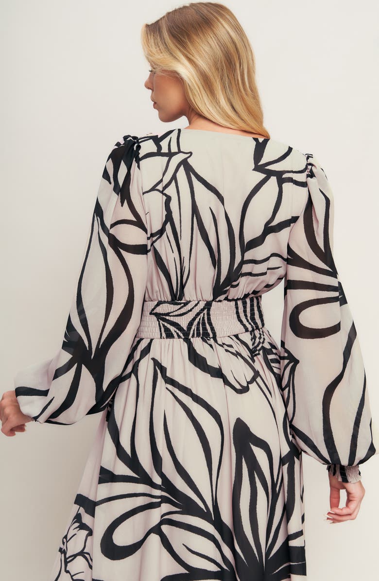 FLYING TOMATO Floral Long Sleeve Maxi Dress, Alternate, color, Taupe Black