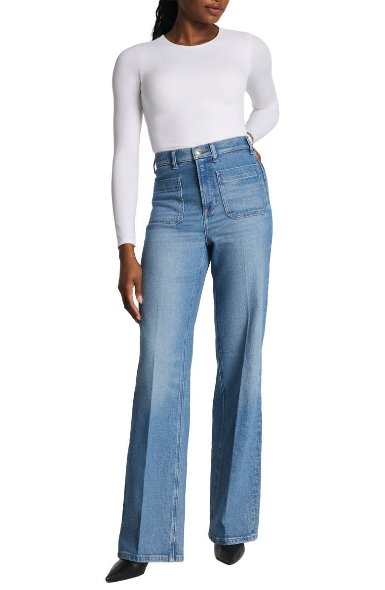 SPANX<sup>®</sup> SPANXshape<sup>™</sup> Authentic 360 Patch Pocket Easy Flare Jeans, Alternate, color, 