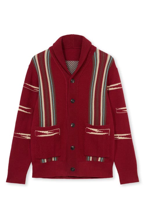Fortela Henryc Navajo Cotton Cardigan In Red