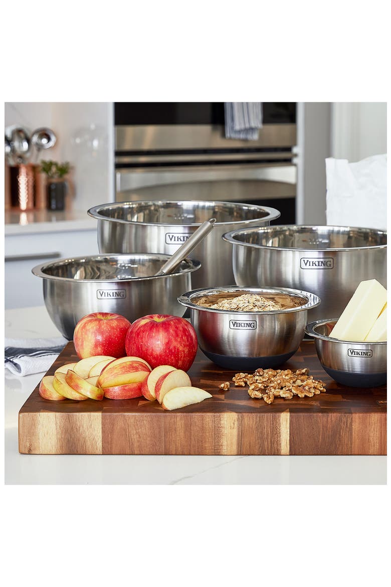 10-Piece Stainless Steel Mixing Bowl Set with Lids, Alternate, color, BLACK