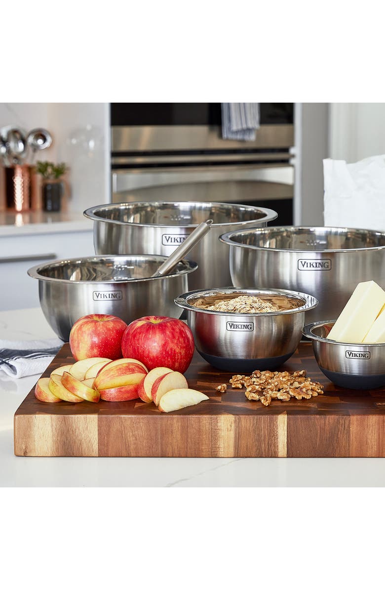 Viking 10-Piece Stainless Steel Mixing Bowl Set with Lids, Alternate, color, Black