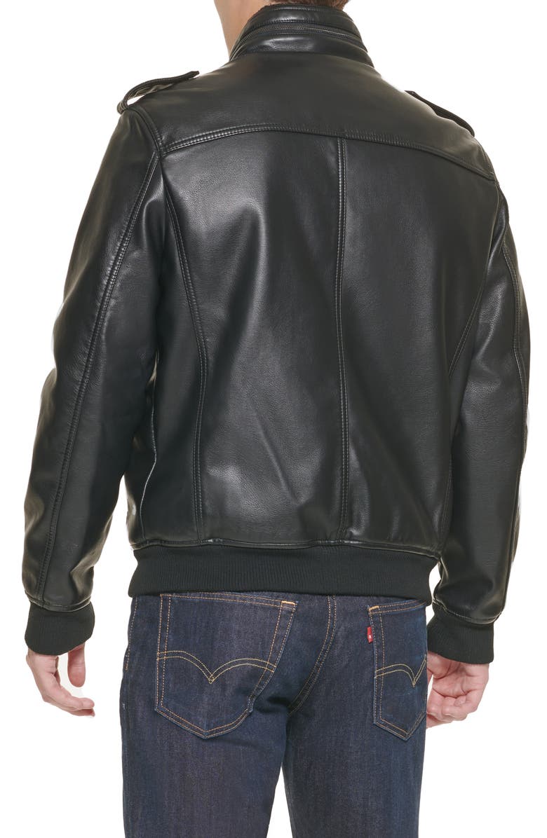 Levi's<sup>®</sup> Faux Leather Faux Shearling Lined Aviator Bomber Jacket, Alternate, color, Black