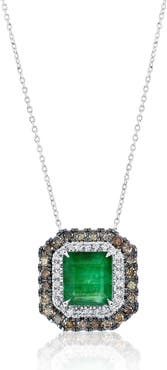 SOUZANA by Suzy Levian 14K Gold 3.56ct Emerald & 1.00cttw Diamond Pendant Necklace