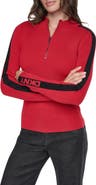 DKNY Logo Tape Quarter Zip Sweater