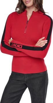 DKNY Logo Tape Quarter Zip Sweater